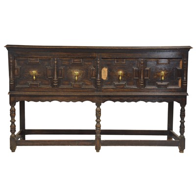 Lot 394 - Oak dresser base, Jacobean style