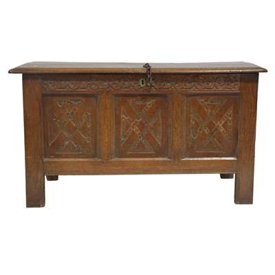 Lot 410 - Joined oak coffer, 18th Century