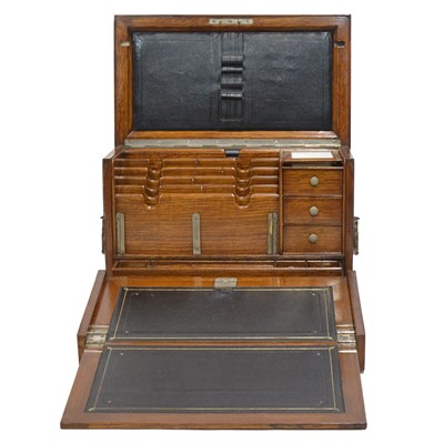 Lot 101 - Victorian oak desktop stationery cabinet and slope
