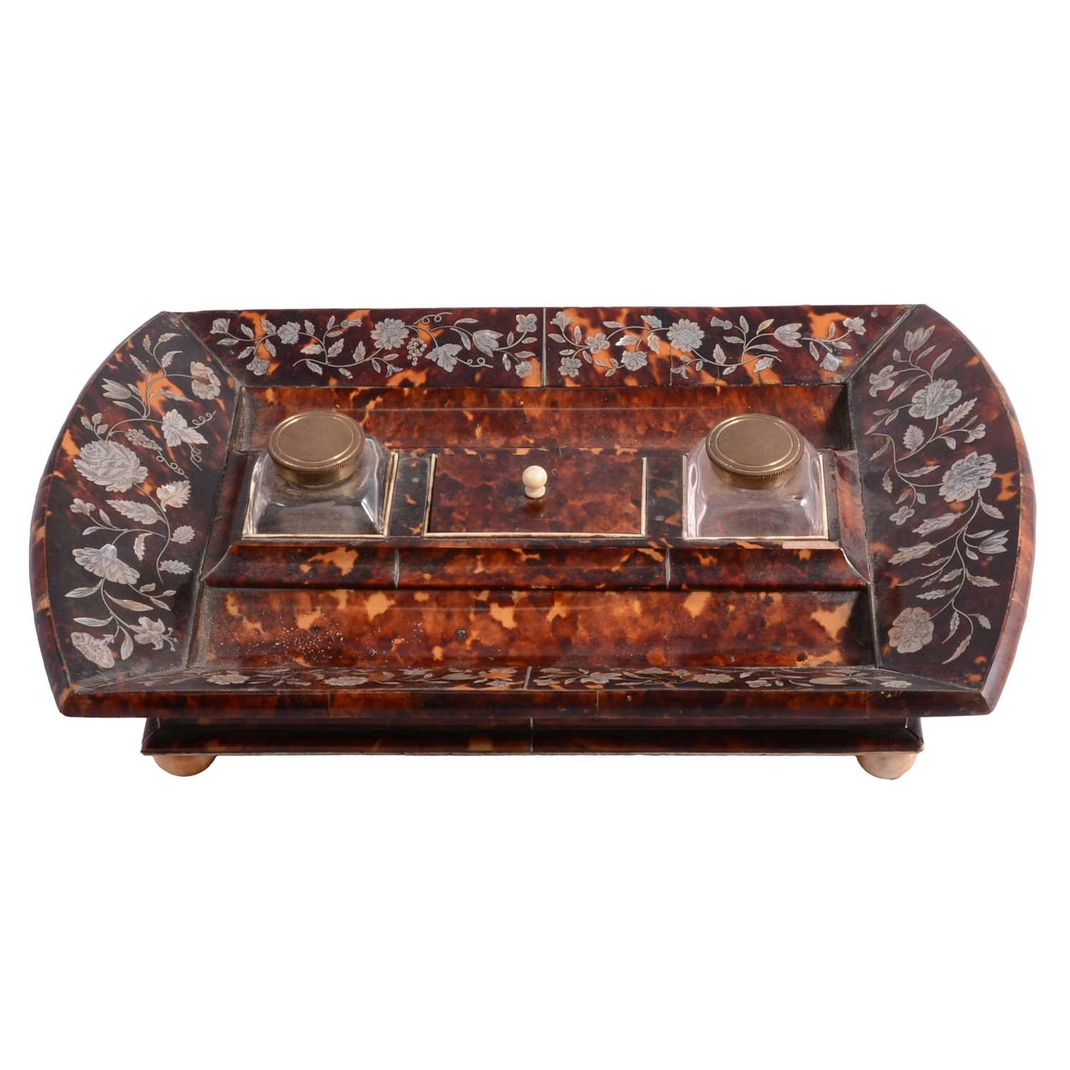 Lot 47 - Regency tortoiseshell and mother-of-pearl inlaid desk stand