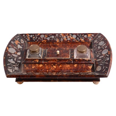 Lot 47 - Regency tortoiseshell and mother-of-pearl inlaid desk stand
