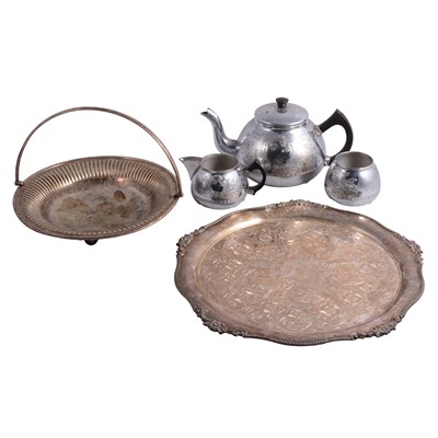 Lot 89 - Two boxes of assorted silver-plated and chrome tableware