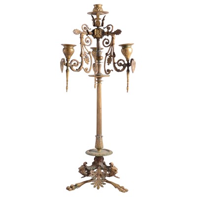 Lot 81 - 19th century bronze candelabra in the Etruscan style
