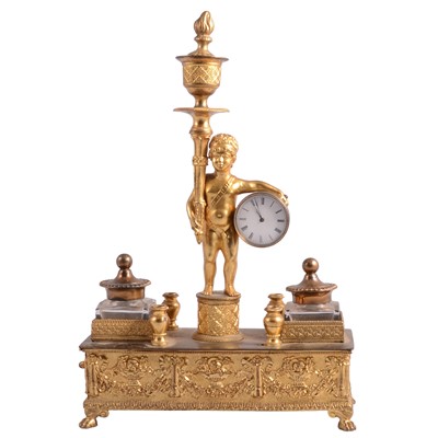 Lot 42 - Empire style gilt metal encrier and a lamp base