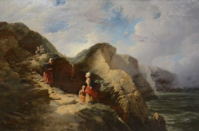 Lot 255 - Follower of William Shayer, Fisherwives on a rocky pathway
