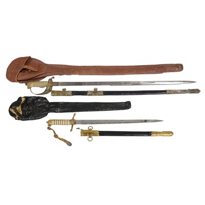 Lot 136 - Naval, sword, Midshipman's dirk and a log, G F Pain, RN
