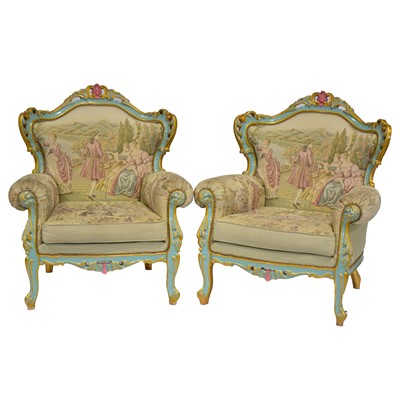 Lot 425 - Pair of modern French armchairs