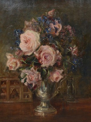 Lot 227 - British school, Still life with roses in a vase