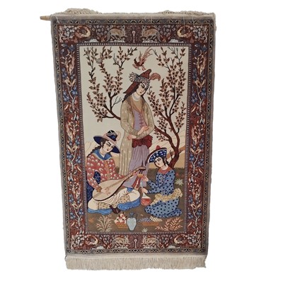 Lot 436 - Tabriz picture rug, designed with three figures