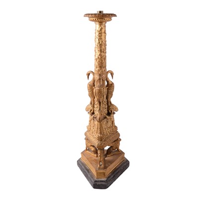 Lot 40 - Continental gilt metal lamp base, 19th century