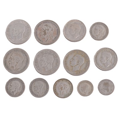 Lot 165 - Collection of British 1920-1946 silver content coins.