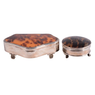 Lot 82 - Two silver and 'tortoiseshell' mounted jewellery cases