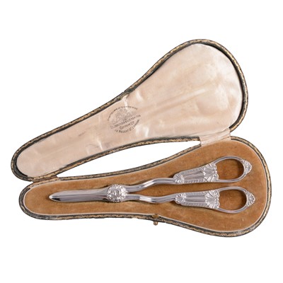 Lot 81 - Pair of silver grape scissors