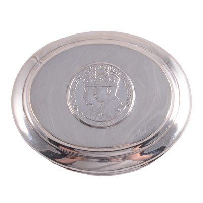 Lot 74 - Oval commemorative Brittania standard silver tobacco box