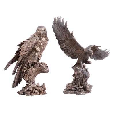 Lot 61 - Contemporary filled silver model of a kestrel and an eagle