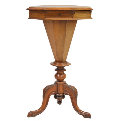 Lot 485 - Victorian walnut tripod work table