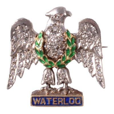 Lot 386 - Regimental interest - A Royal Scots Greys diamond set sweetheart brooch.