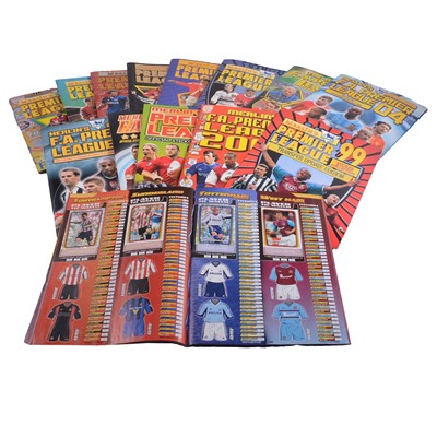 Lot 140 - Box of Premier League football sticker albums, 1994-2017 seasons, all complete