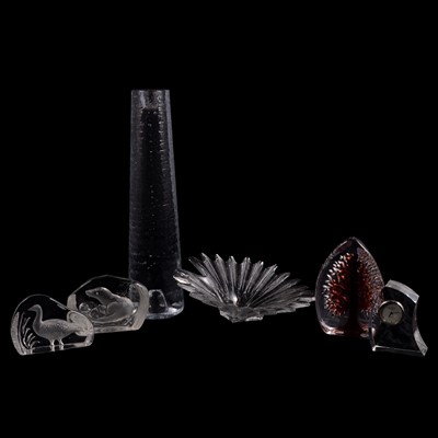 Lot 49 - Six pieces of clear Art Glass, including Kosta Boda