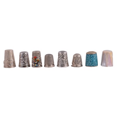 Lot 267 - A collection of silver and white metal thimbles