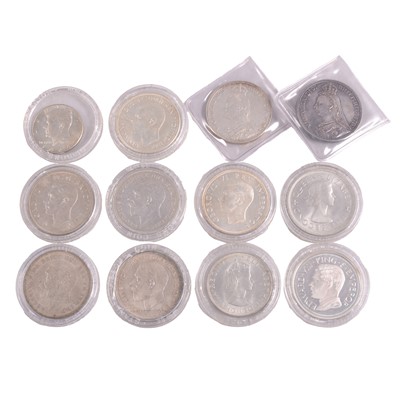 Lot 305 - Twelve British and overseas silver content coins.