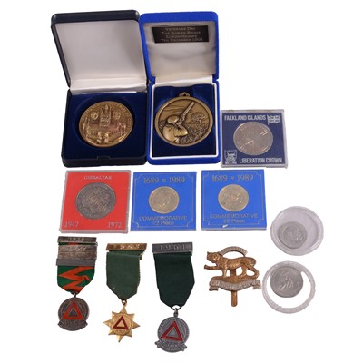 Lot 292 - Collection of coins, medals, stamps, and First Day Cover.