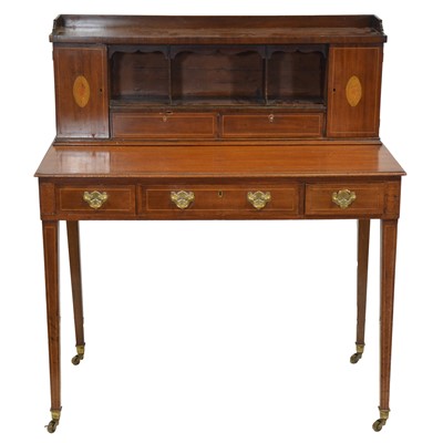 Lot 439 - Edwardian mahogany and marquetry bonheur-du-jour