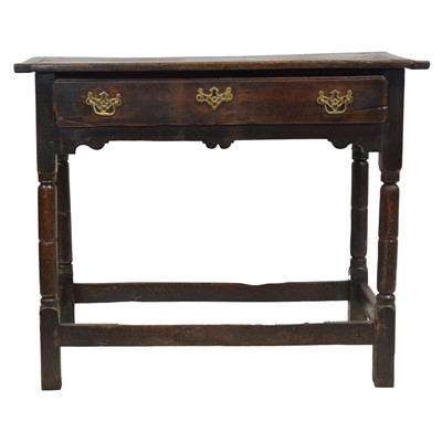 Lot 474 - Joined oak side table, 18th century