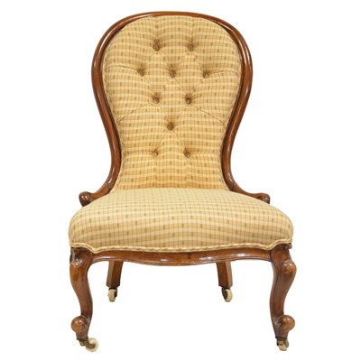 Lot 458 - Victorian walnut framed nursing chair and a Victorian walnut framed armchair