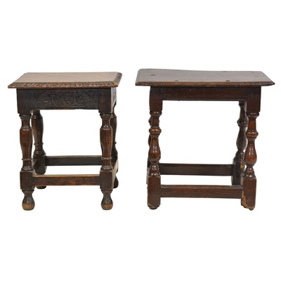 Lot 533 - Oak joint stool and a Victorian oak stool