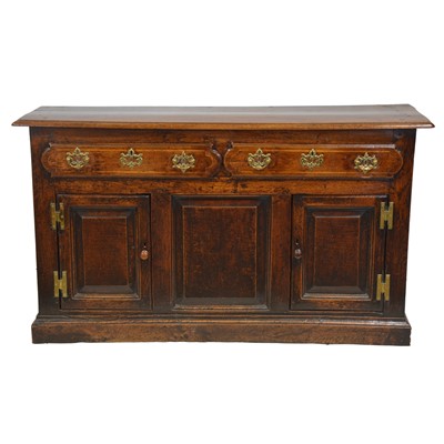 Lot 528 - Joined oak dresser base, 18th century