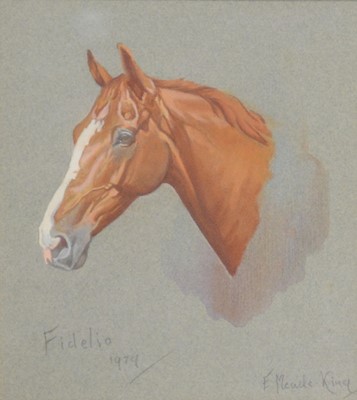 Lot 390 - E Meade King, Fidelio, equestrian portrait and a modern Chinese equestrian painting