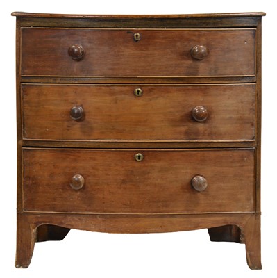 Lot 531 - Victorian bowfront chest of drawers, of small proportions, and a toilet mirror