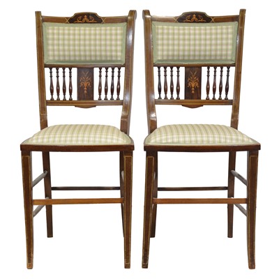 Lot 472 - Pair of Victorian inlaid mahogany bedroom chairs