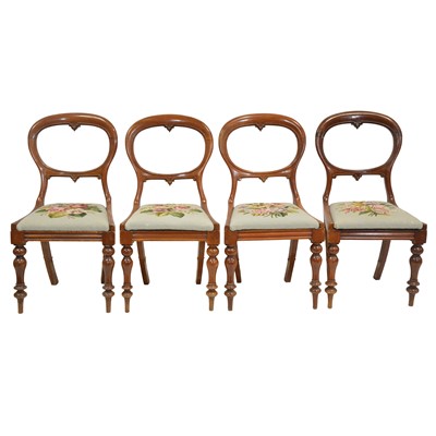 Lot 435 - Set of four Victorian mahogany balloon back dining chairs