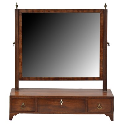 Lot 431 - George III mahogany toilet mirror, and two Victorian toilet mirrors