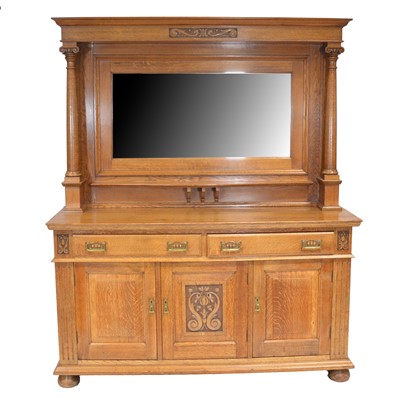 Lot 472 - Large oak Arts and Crafts style dresser