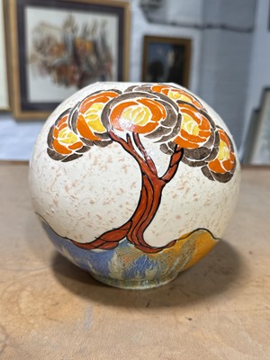 Lot 13 - Clarice Cliff, 'Patina Tree Orange' a shape 370 globe vase, 1930s