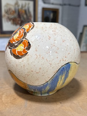 Lot 13 - Clarice Cliff, 'Patina Tree Orange' a shape 370 globe vase, 1930s