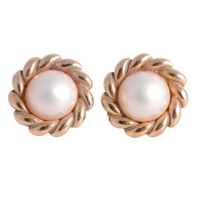 Lot 181 - A pair of cultured pearl earrings.