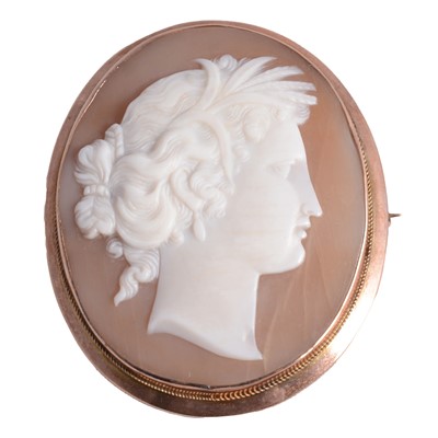 Lot 224 - A carved shell cameo brooch.