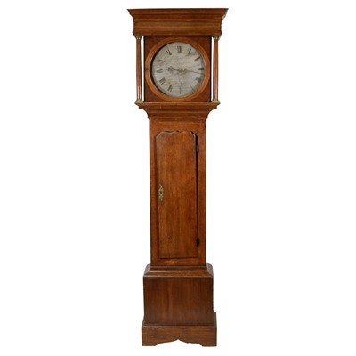 Lot 496 - Oak longcase clock, C Robotham, Leicester
