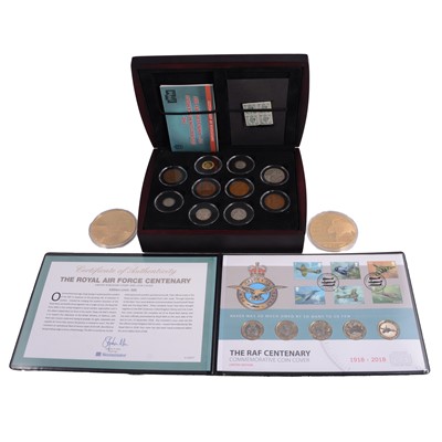 Lot 314 - Royal Mint 2018 RAF Centenary Commemorative £2 Coin Cover, and other military coins and medallions.