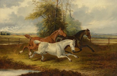 Lot 142 - Manner of Albert Clark (1821-1909), Horses startled by a locomotive and The Runaway