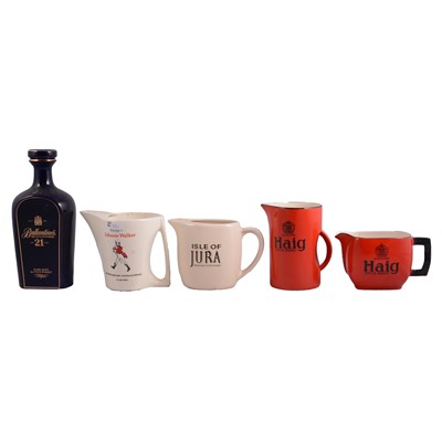Lot 63 - Three boxes of assorted whisky and advertising jugs and related items