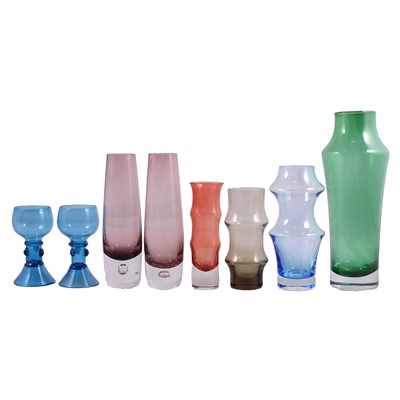 Lot 23 - A small collection of coloured Scandinavian and British glassware