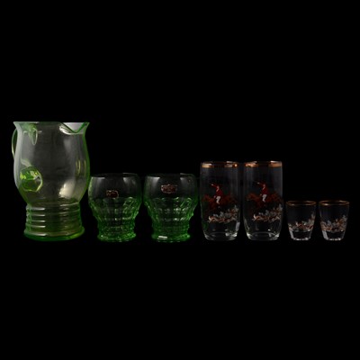 Lot 109 - Uranium glass water set, and other glasswares
