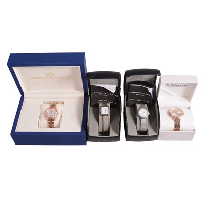 Lot 343 - Ten ladies' diamond set quartz wristwatches, Christophe Duchamp, Lebelle & Son, and others.