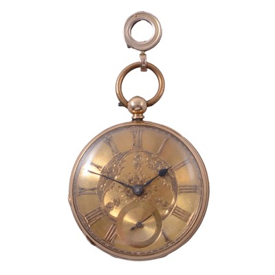Lot 415 - An 18 carat yellow gold open face pocket watch.