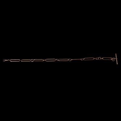 Lot 408 - A 9 carat yellow gold Albert watch chain.